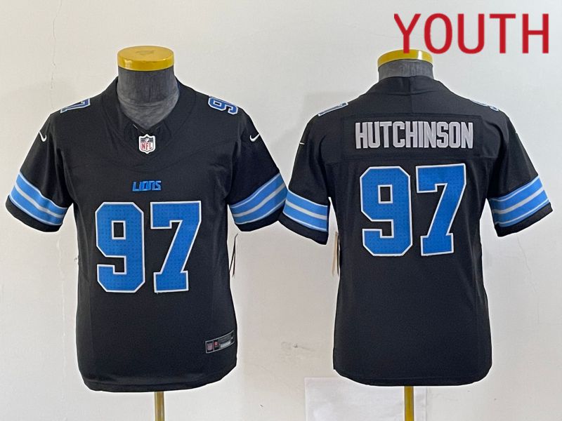 Youth Detroit Lions #97 Hutchinson Black Three generations 2024 Nike Vapor F.U.S.E. Limited NFL Jersey